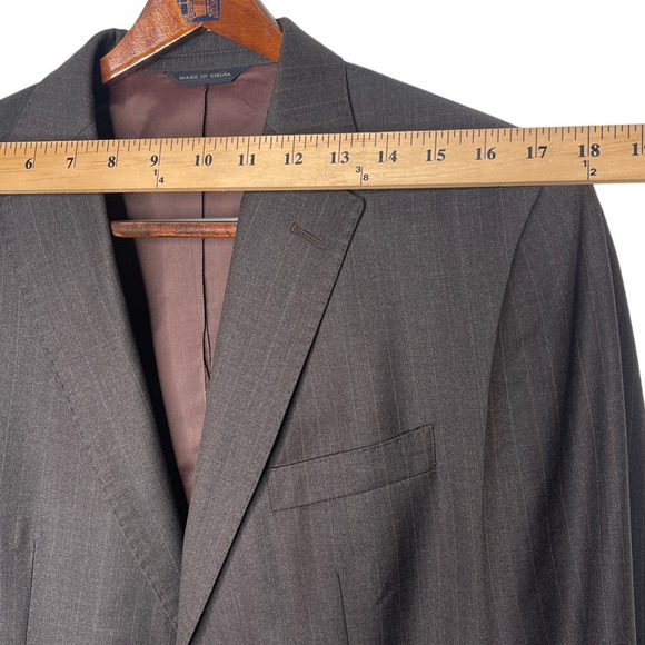 NEW! Banana Republic 40R Italian Wool $420 Tailored Fit Blazer Pinstripe Brown - Picture 7 of 10